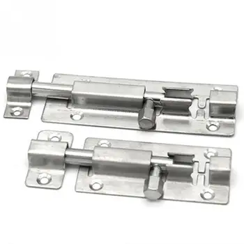 

1Pc 1.5/2/3/4/6 Inch Long Silver Stainless Steel Door Latch Sliding Lock Bolt Latch Hasp Staple Gate Safety Lock