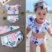 Милый Летний детский купальный костюм для девочек, купальник пляжная одежда бикини
