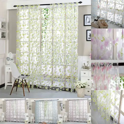 

Faroot Floral Tulle Voile Door Window Curtain Drape Panel Sheer Scarf Valances Divider