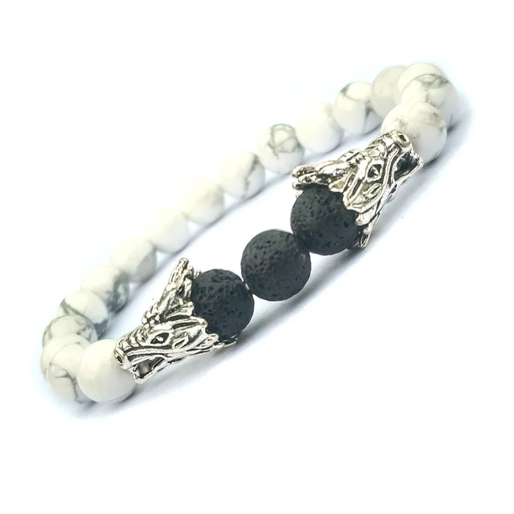 Дракон головы 8 мм Howlite камень искусственный эфирное масло диффузор браслеты