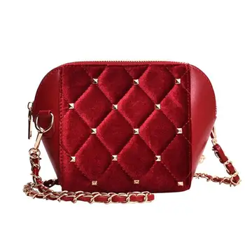 

Women Velvet Shoulder Bags Fashion Shell Shape Girls Chain Messenger Crossbody Bag Small Phone Bags for Women Bolsa Feminina