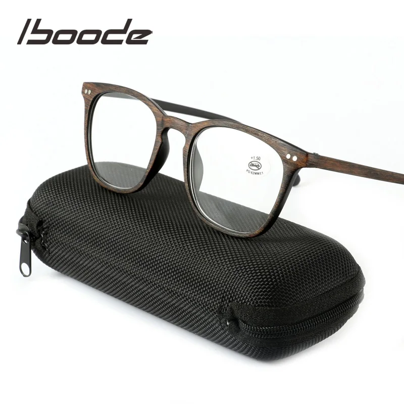 

iboode Retro Reading Glasses Women Men Wood Grain Black Frame Reading Eyeglasses Eye Prescription +1.0 1.5 2.0 2.5 3.0 3.5 4.0