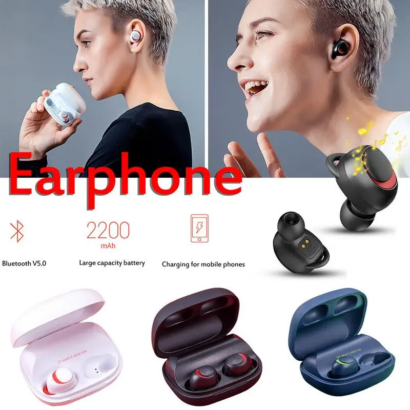 

Havit binaural wireless Bluetooth headset 5.0 Sports Mini invisible Ear stereo Earbuds Waterproof with 2200mAh Rechargeable Box