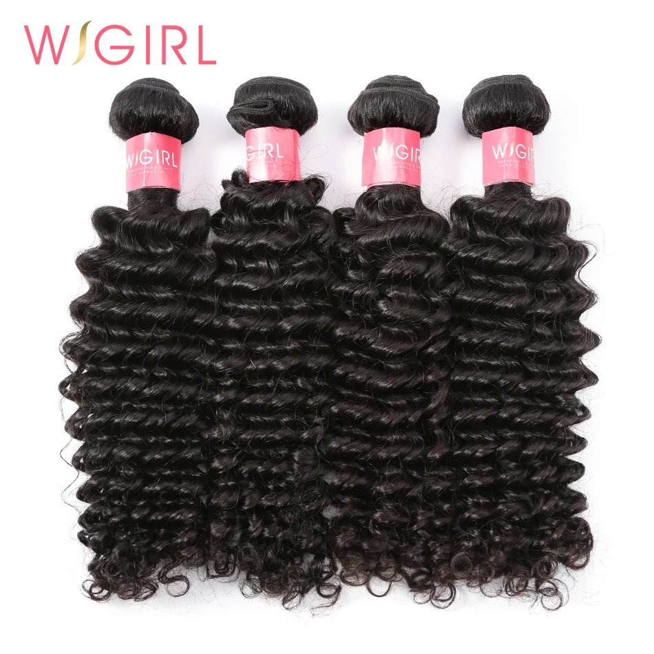 

Wigirl Malaysian Hair Weave Bundles Deep Wave 100% Human Hair 28 30 Inch 1 3/4 Bundles Natural Color Raw Virgin Hair Extension