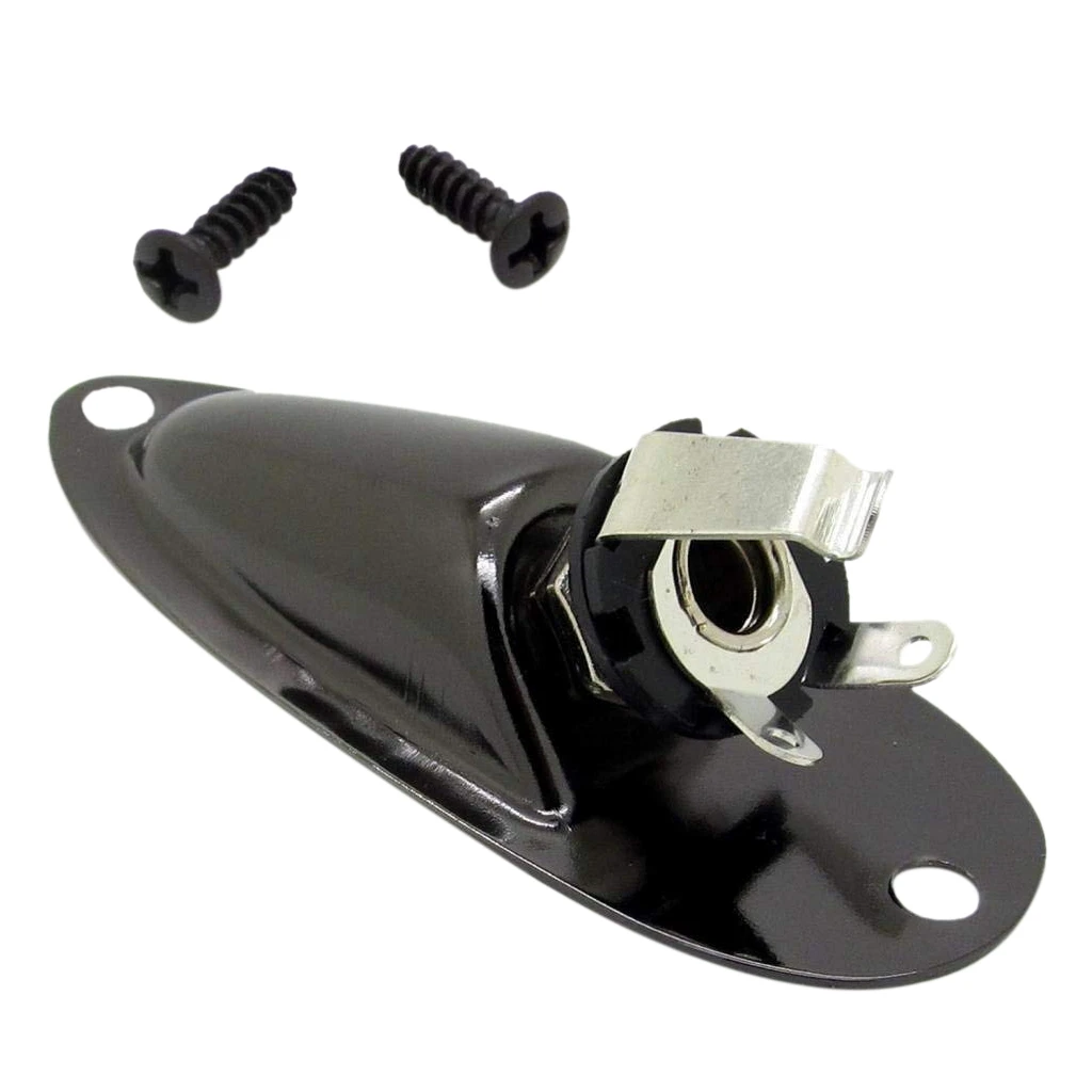 

Black Boat Style 1/4inch Guitar Pickup Output Input Jack Plug Socket For Fd Strat Guitar