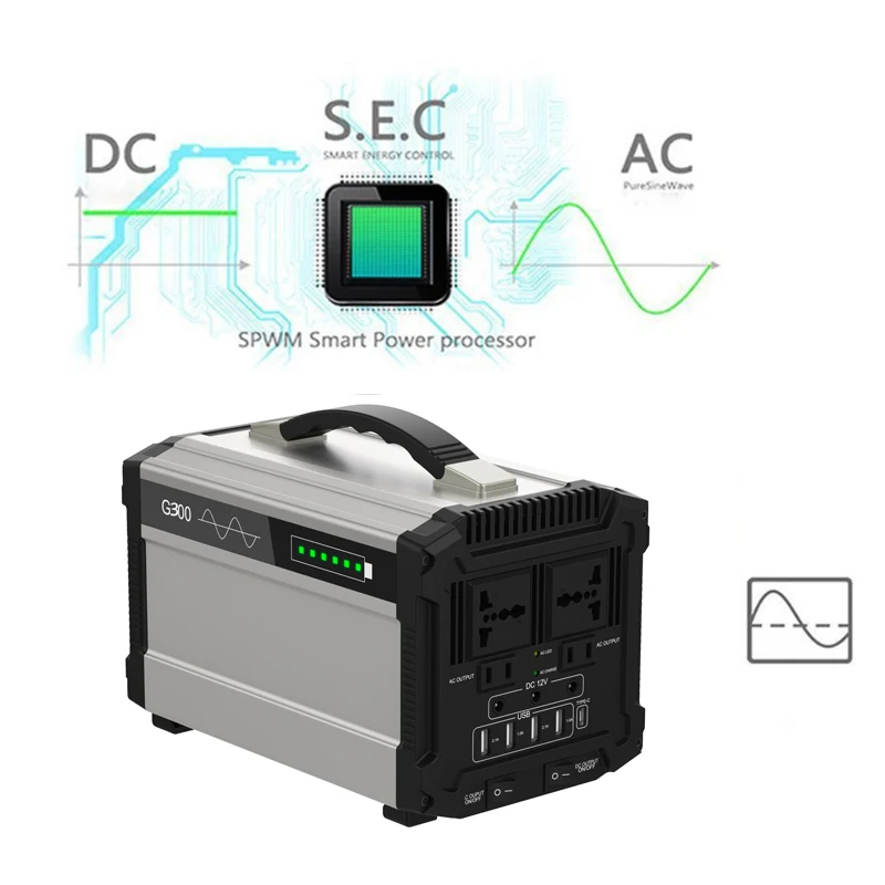 600W Max 80000mAh Inverter Portable Solar Generator UPS Pure Sine Wave Power Supply USB LCD Display Energy Storage Outdoor