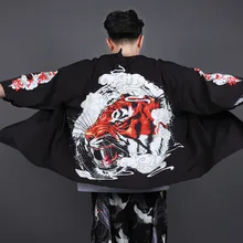 Мужская кимоно куртка тонкий кардиган рубашка японский стиль мужской кимоно кардиган мужской Дракон принт уличная костюм самурая H9045