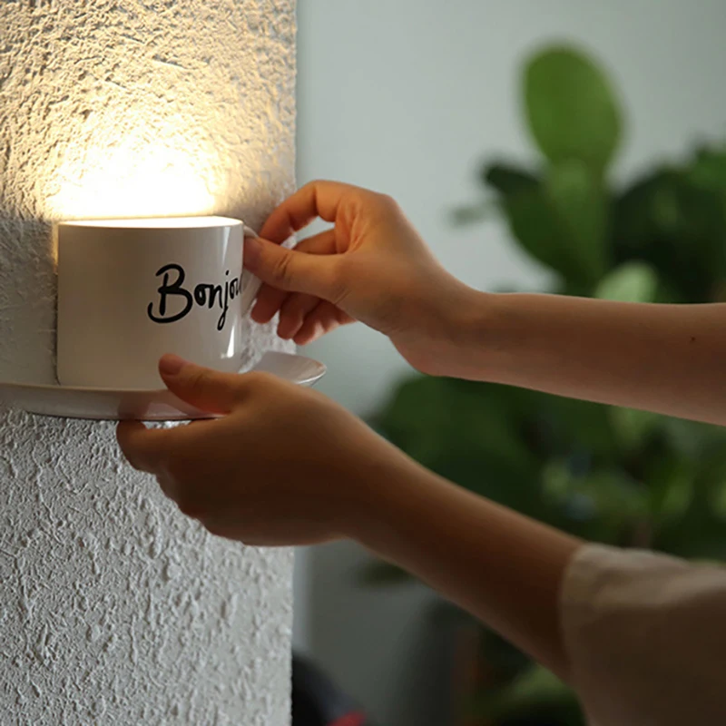USB зарядка DIY чашка Ночник Новинка кофейная голосовой светодиодный сенсор