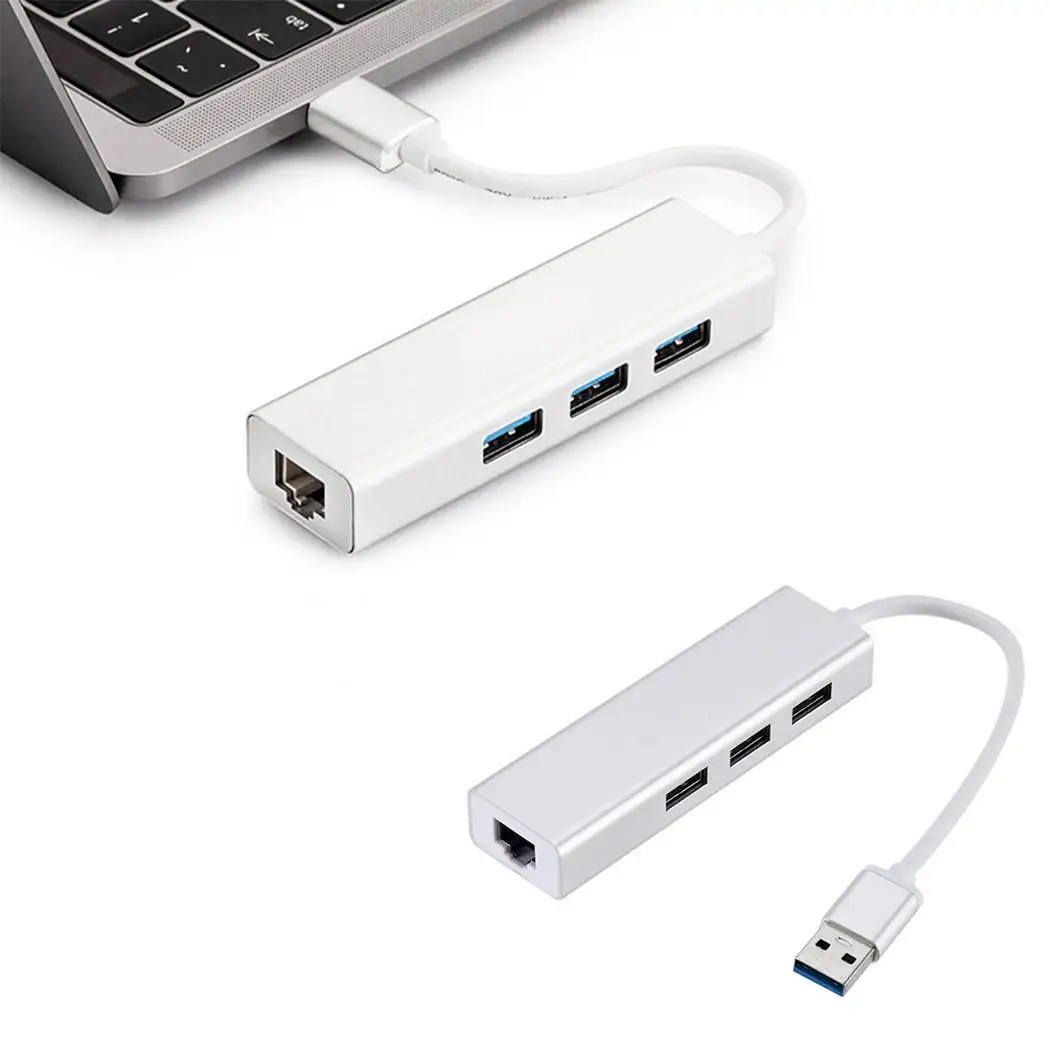 4 In 1 Mini Practical Multifunctional USB RJ45 3.0 HUB Ports Type-C Splitter Network Converter 10/100Mbps | Компьютеры и офис