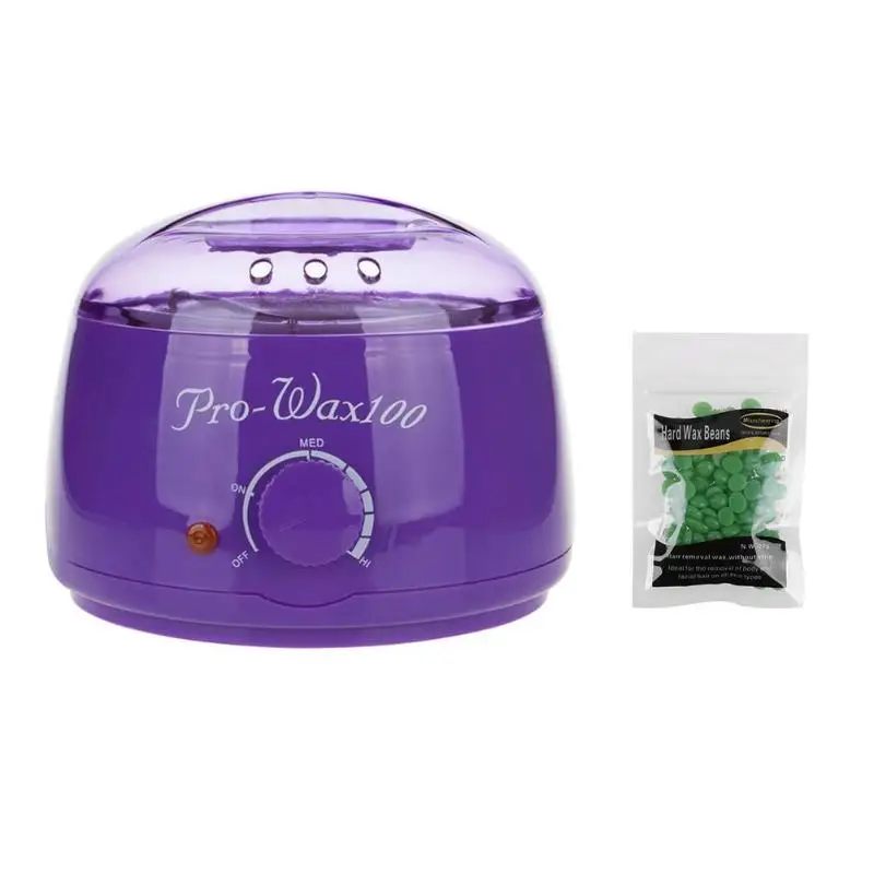 

500cc Paraffin Hand Wax Machine Heater Body Depilatory Electric Salon Spa Hair Removal Tool EU Purple+Depilatory Wax Bean