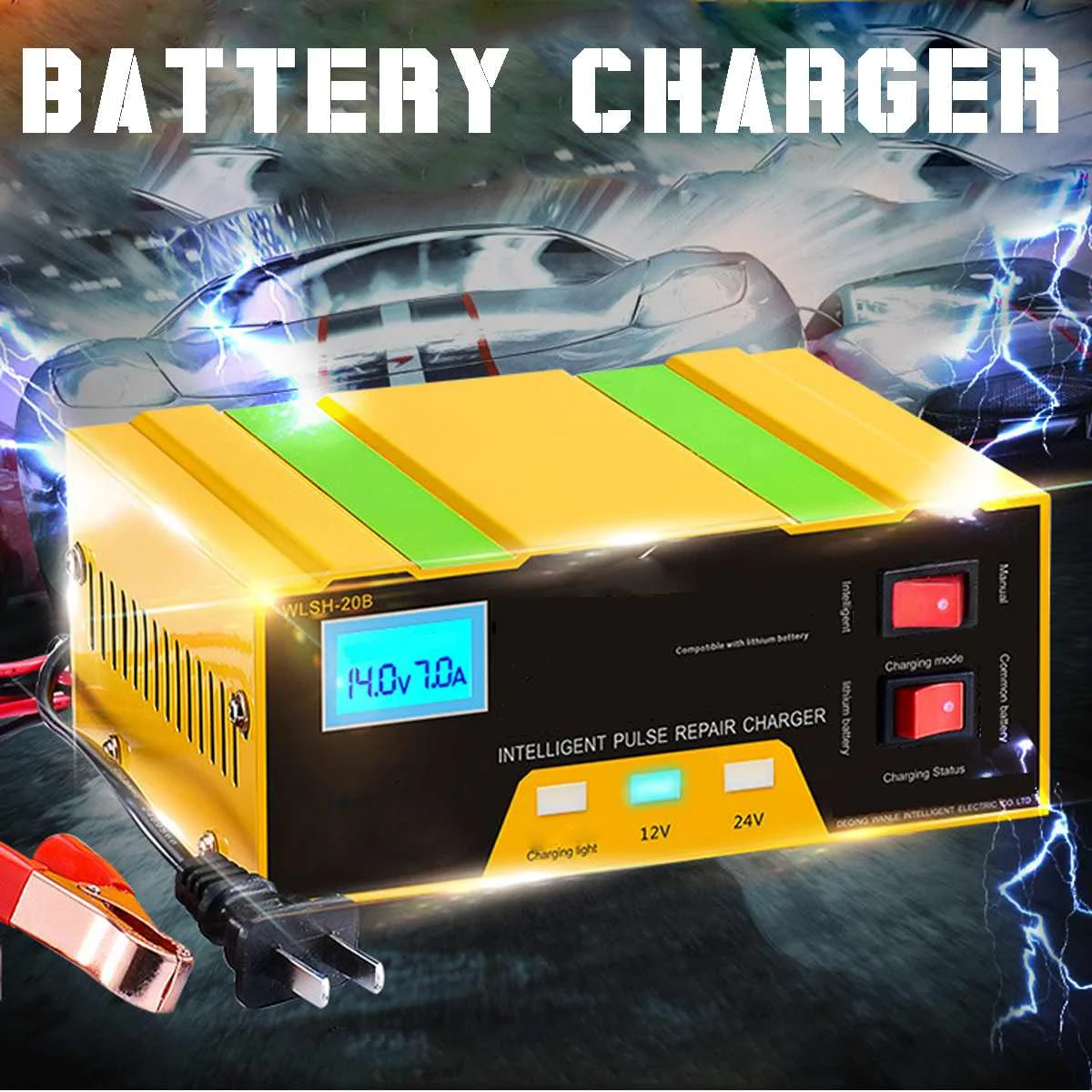 

Autoleader 12V/24V Car Battery Charger Motorcycle Battery Pure Copper Smart Repair Charger For Full Automatic Charging