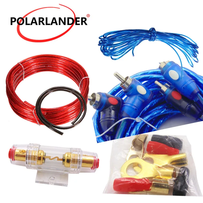 Subwoofer Speaker Holder Wiring Amplifier Installation Kit Fuse 8GA Power Cable Car Audio Wire Copper Clad Aluminum 1500W 60 AMP