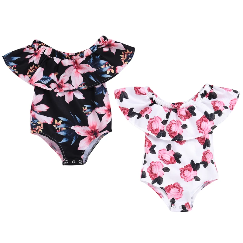 

0-24M Newborn Baby Girl Off shoulder Cape Collar Floral Romper Jumpsuit Outfits Baby Clothes