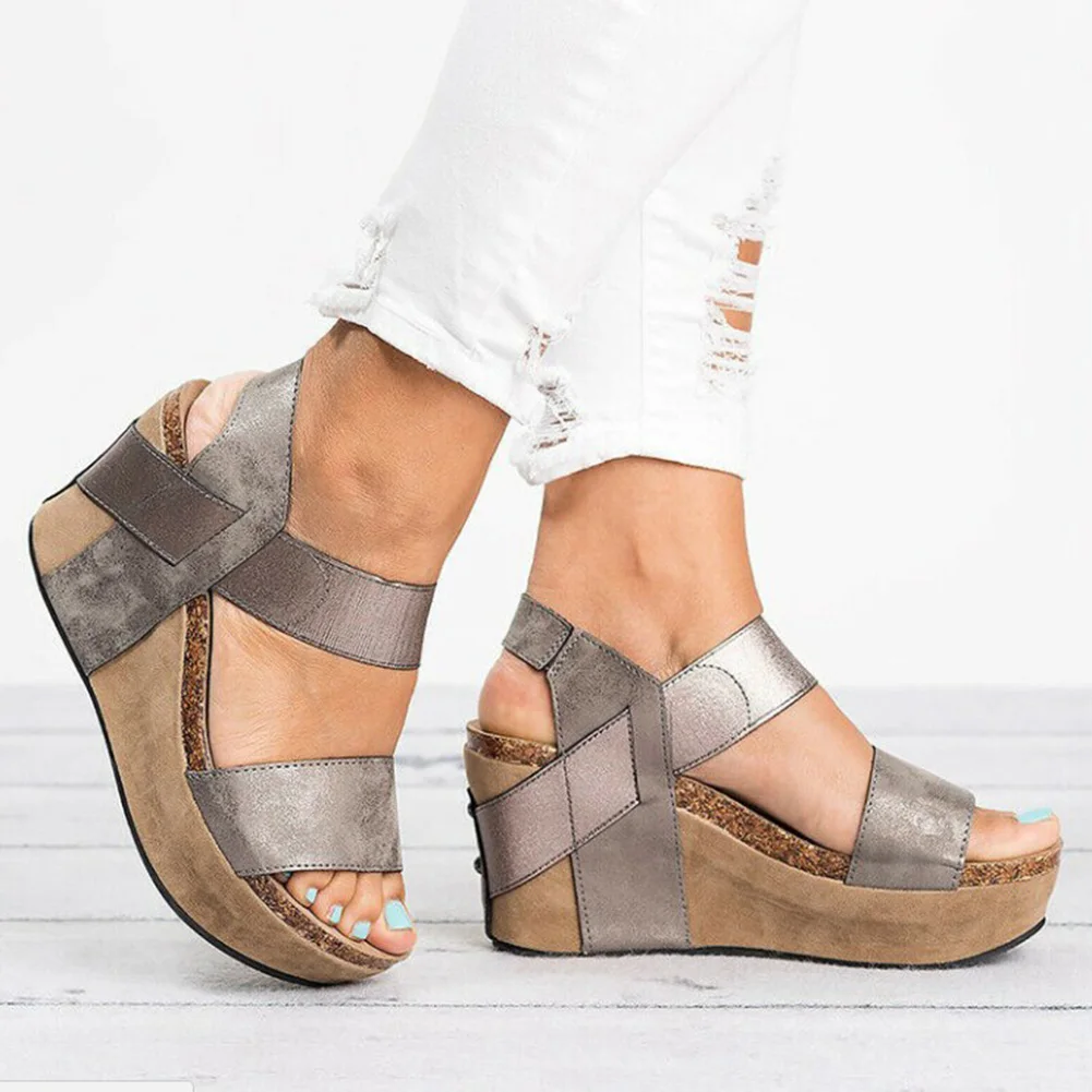

2019 Women Sandals Fashion wedge Shoes Women High Heels Sandals female Platform Shoes Wedge Heels Peep Toe Women Summer Shoes