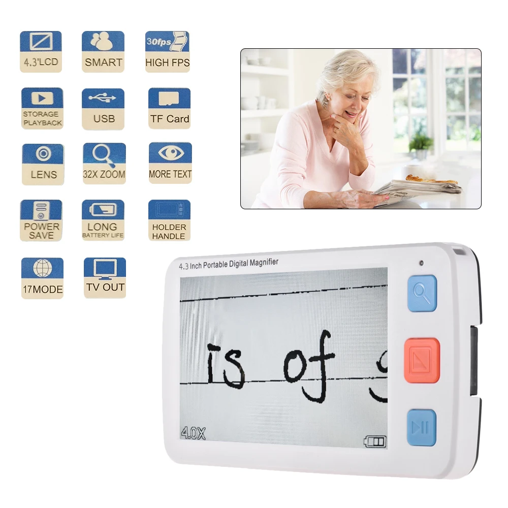 4.3 Inch Portable Digital Video Magnifier HD Colorful LCD Display