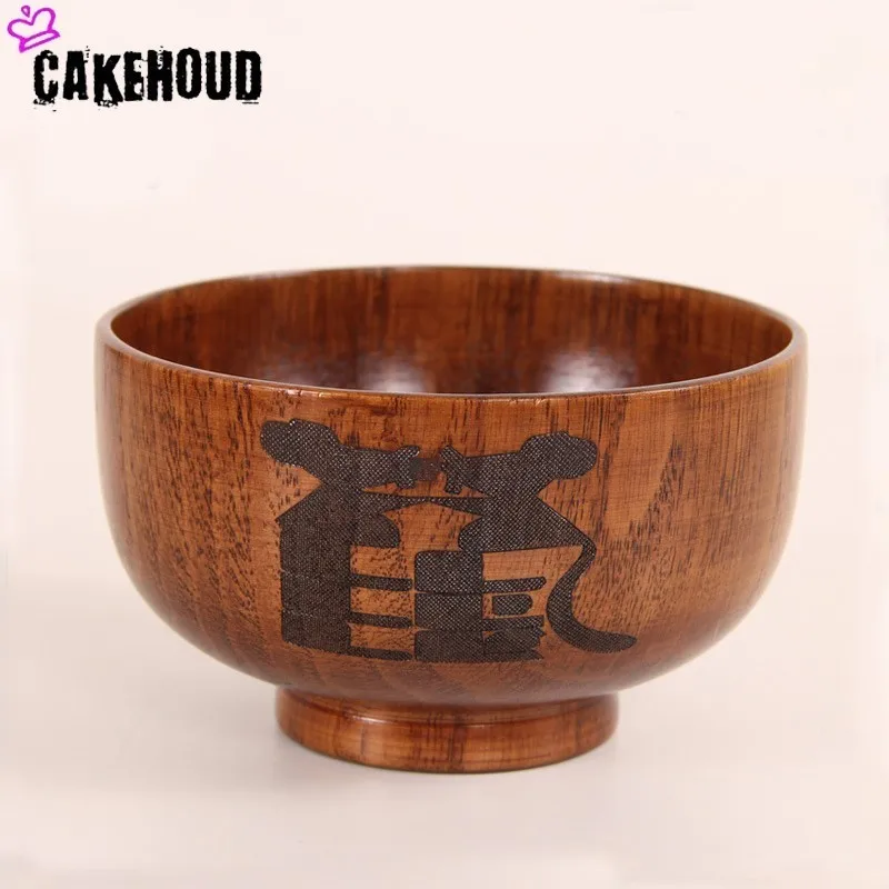 

CAKEHOUD Natural Jujube Wood Bowl Eco-friendly Soup Salad Noodles Rice Fruit Bowl Adult Children Wooden 12 Zodiac Tableware