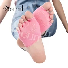 Soumit, профессиональные носки для йоги, танцев, для женщин, противоскользящие, хлопковые, с пятью кончиками пальцев, без спинки, балетные, для фитнеса, массажные стельки