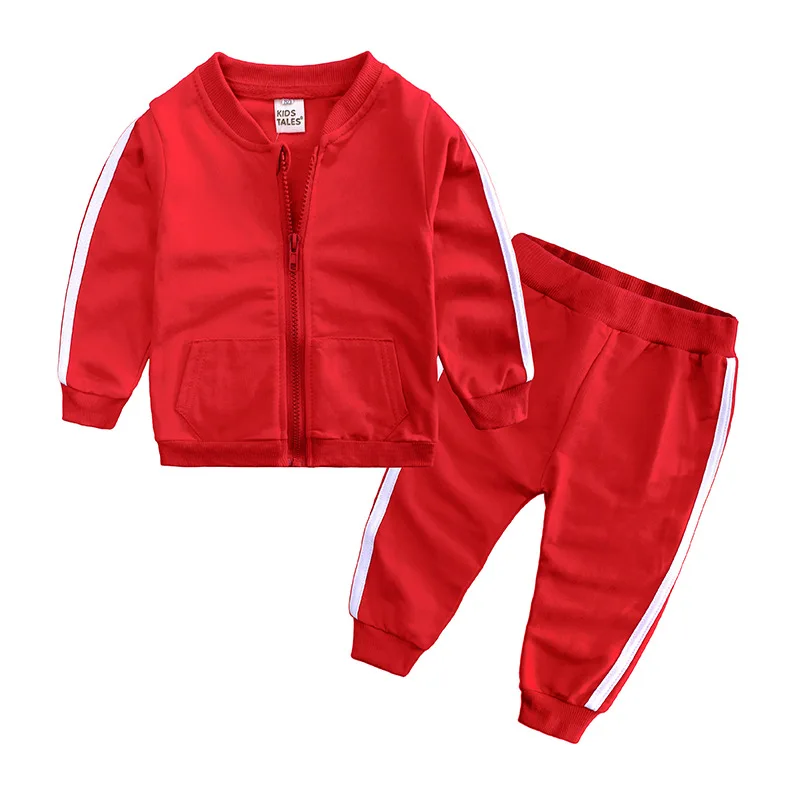 

baby girl boy clothes fashion stripe outfit costume infant clothing set 2019 suit Long Sleeve Jacket+pant red gray yellow pink