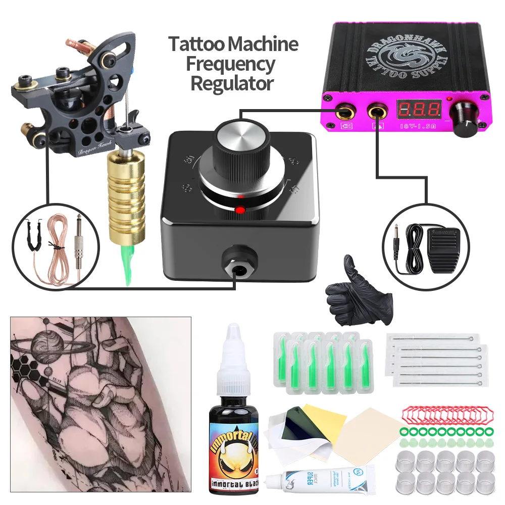 

Complete Tattoo Kit Set Lining Coils Tattoo Machine Mini Power with Frequency Converter for Professional Artist