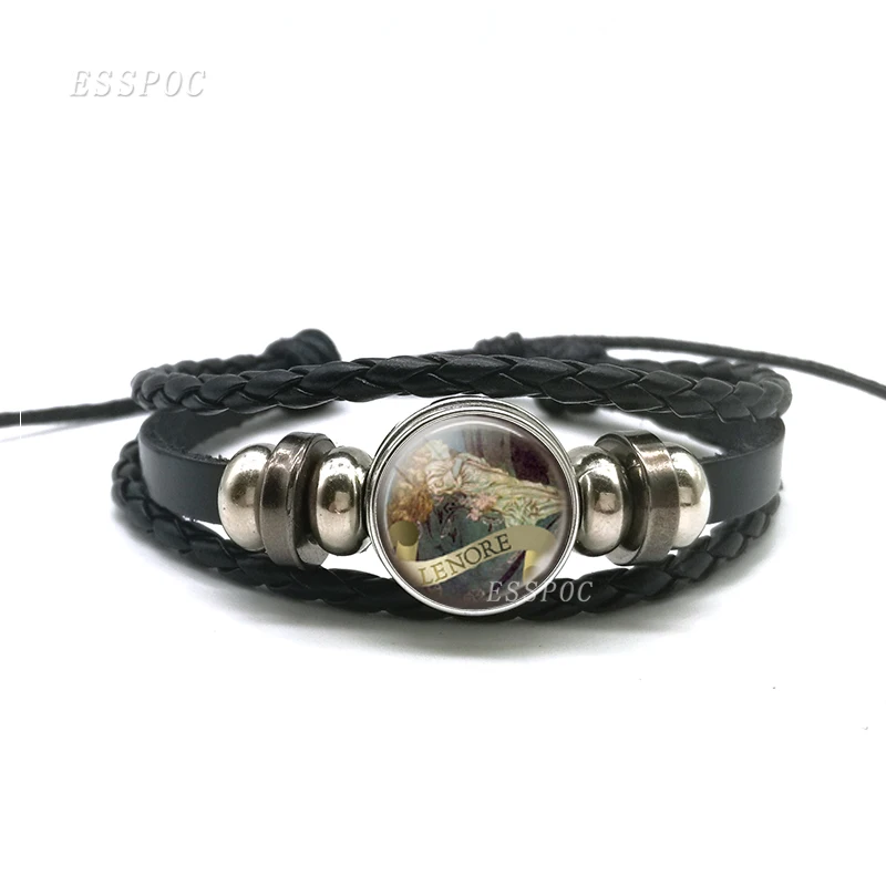 

Romantic Lenore Poem Art Literary Black Bracelet ,Glass Cabochon Bracelet Women Fashion Charm Jewelry Bracelet Birthday Gift