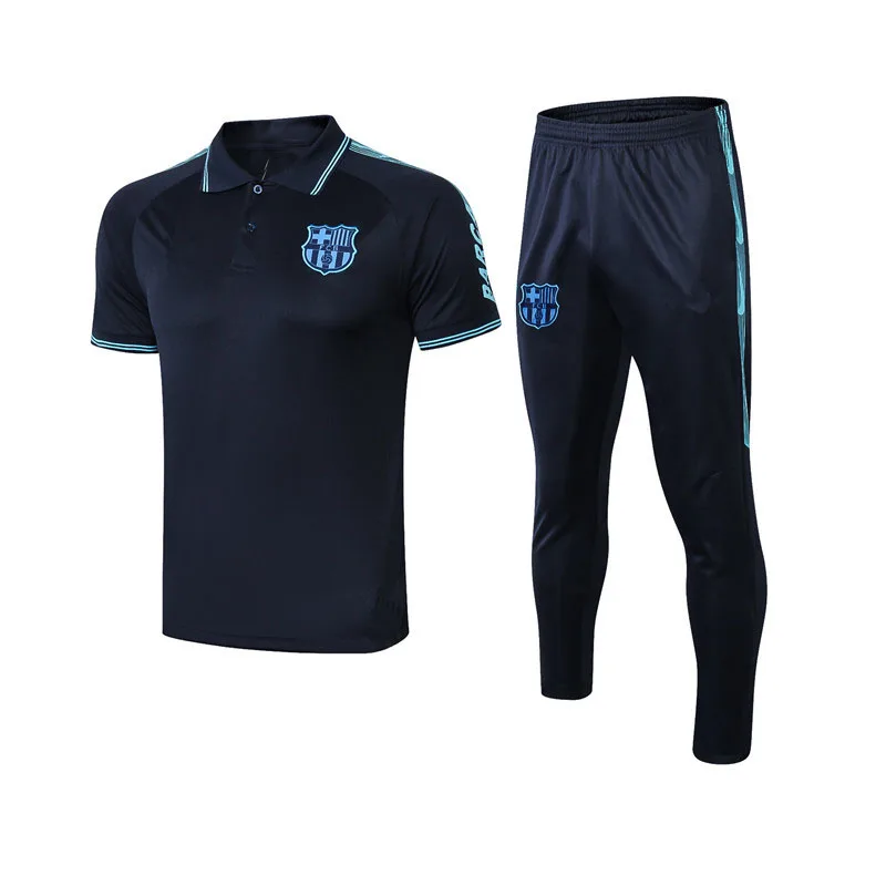 

Barcelona fc 2019 Football jerseys Short-sleeved Men's Shirt Lapel T-shirt with Pant Solid Logo Sportswear soccer tee