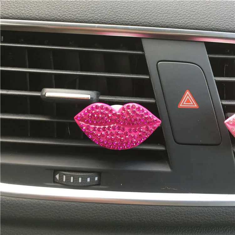 Шикарный шикарный освежитель воздуха для автомобиля с зажимом в виде сердца и губ, украшение для автомобиля, аксессуары для салона автомобиля для девочек