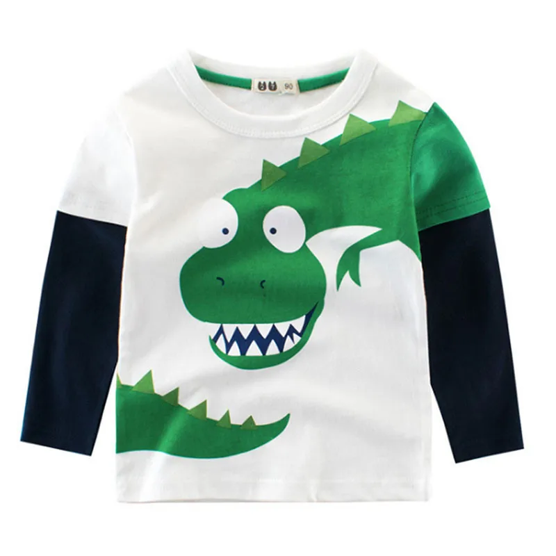 Boys T-shirt Kids Tees Baby Child Boy Cartoon Spring Children Tee Long Sleeve Stitching Cotton Cars Trucks Autumn Shirt