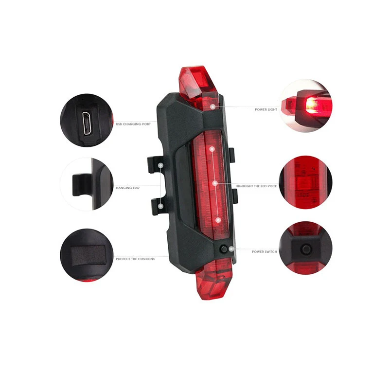 Best Bike Bicycle light LED Taillight Rear Tail Warning Safety Cycling Portable Light USB Style Rechargeable Bright Light 1