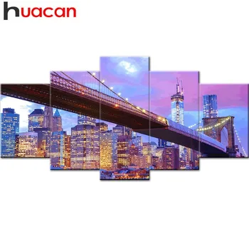 

HUACAN 5D DIY Diamond Painting Full Square Drill Scenery Diamond Embroidery Landscape Multi-picture Combination Decor Home