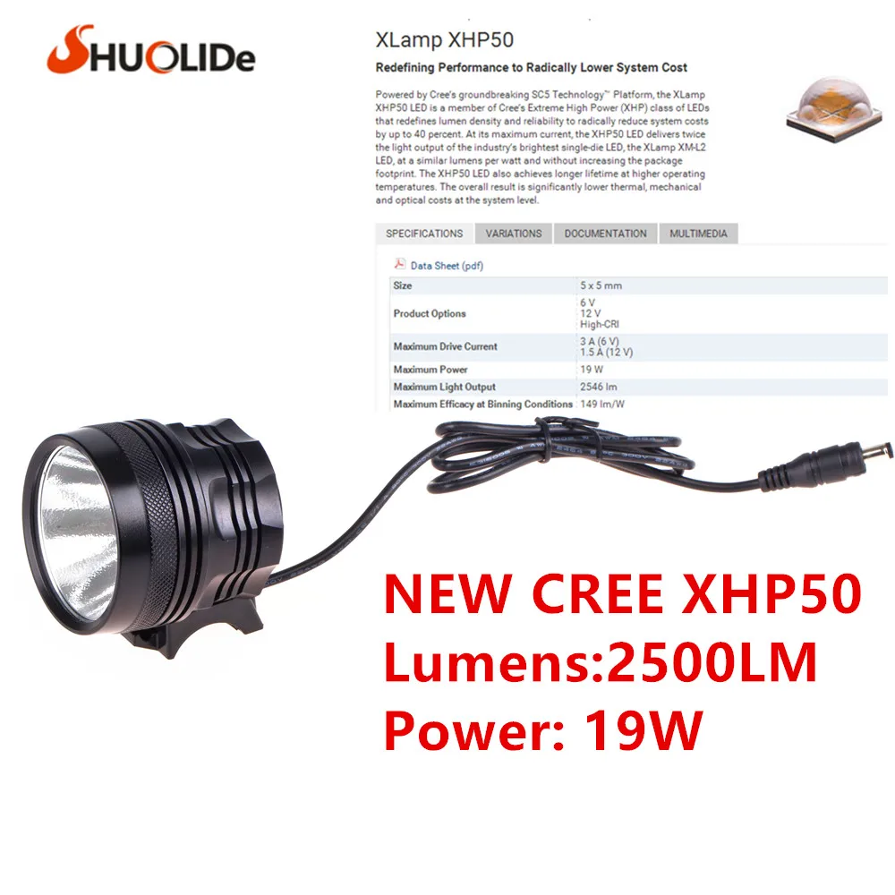 Налобный фонарь с бликами CREE XHP50, велосипедный светильник, головной светильник 18650, фара, велосипедный светильник