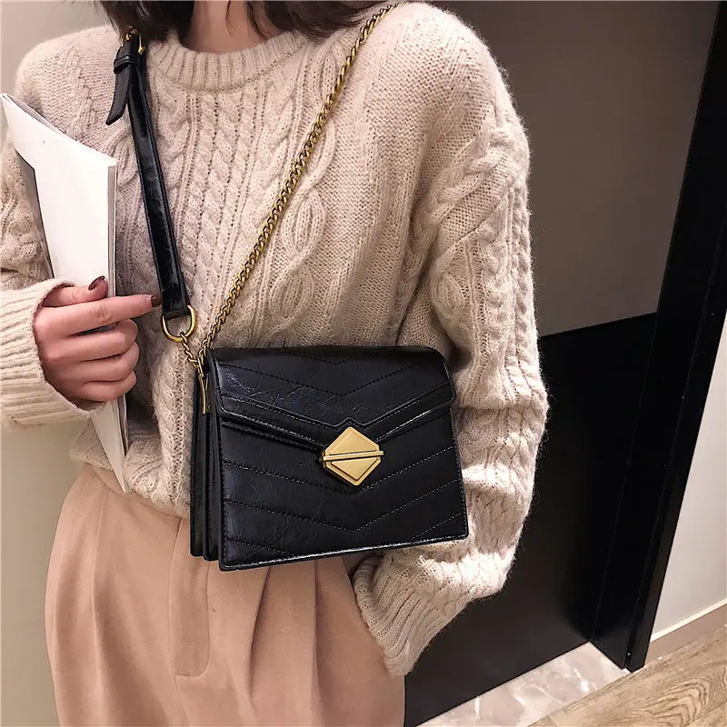 

Women Messenger Bag Female Lock Crossbody Bags PU Leather Small Satchels Vintage Shoulder Handbags Women Cover Crossbody Bag