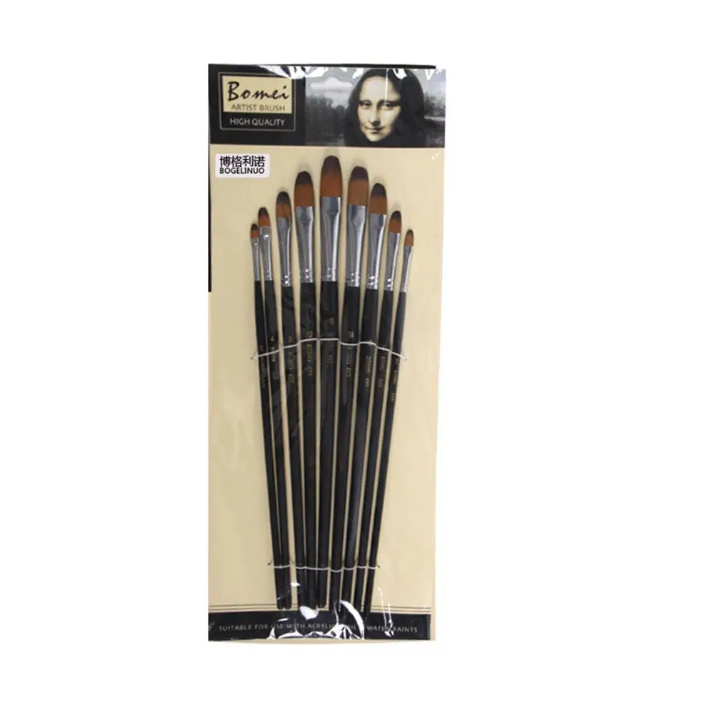 

Adeeing 9 Pcs/set Professional Nylon Detail Paint Brush Set Oil Painting Drawing Liner Pen Painting Brush r20
