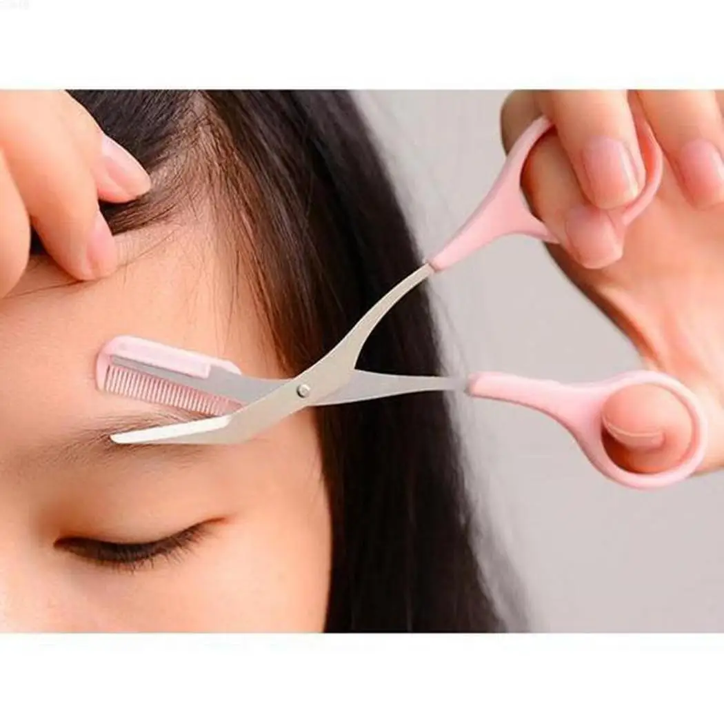 

Scissors Shaper with Razor Comb Brow Salon Home Grooming etc Painless Trimmer Safe Pink Eyebrow