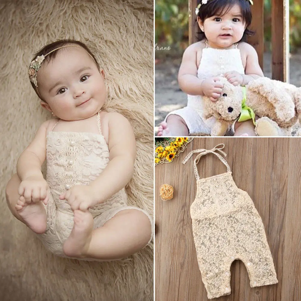 

Pudcoco Girl Jumpsuits 0-24M Newborn Adorable Toddler Baby Girls Lace Pearl Romper Jumpsuit Outfit Clothes