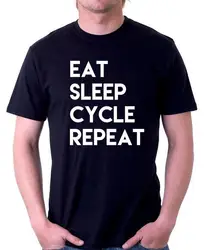Eat Sleep Cycle Повторите буквы Мужская футболка модная повседневная забавная Футболка для человека Топ Футболка хипстер хип-хоп предварительно