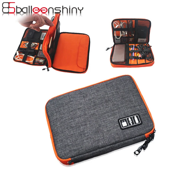 

BalleenShiny Oxford Double Layer Digital Storage Bags USB Cable Charger Organizer Portable Earphone Camera Travel Outdoor Bags