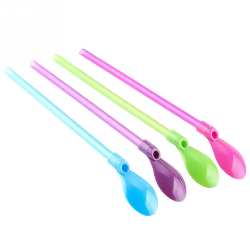 

4Pcs Eco-Friendly Plastic Drinking Straws Tea Cocktail Shaker Coffee Practical Spoons Bar Party Supply