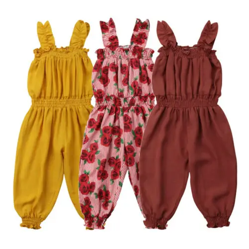 

2-6Years Toddler Kid Baby Girl Clothes Ruffle Sling Playsuit Jumpsuit One-Pieces