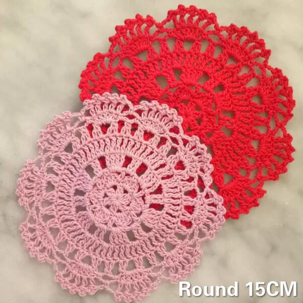 

15CM Round Pastoral Cotton Lace Crochet Dining Doily Mantel Individual Mat Table Coaster Cup Coffee Mug Food Heat Resistant Pad