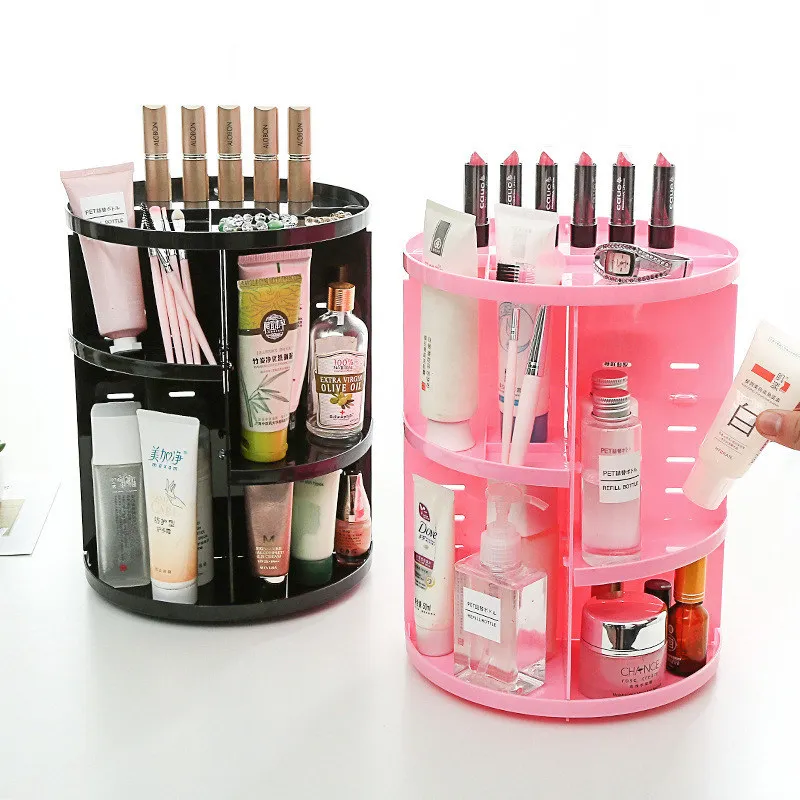 Mrosaa 360-degree Rotating Makeup Organizer Box Brush Holder Jewelry Organizer Case Jewelry Makeup Cosmetic Storage Box