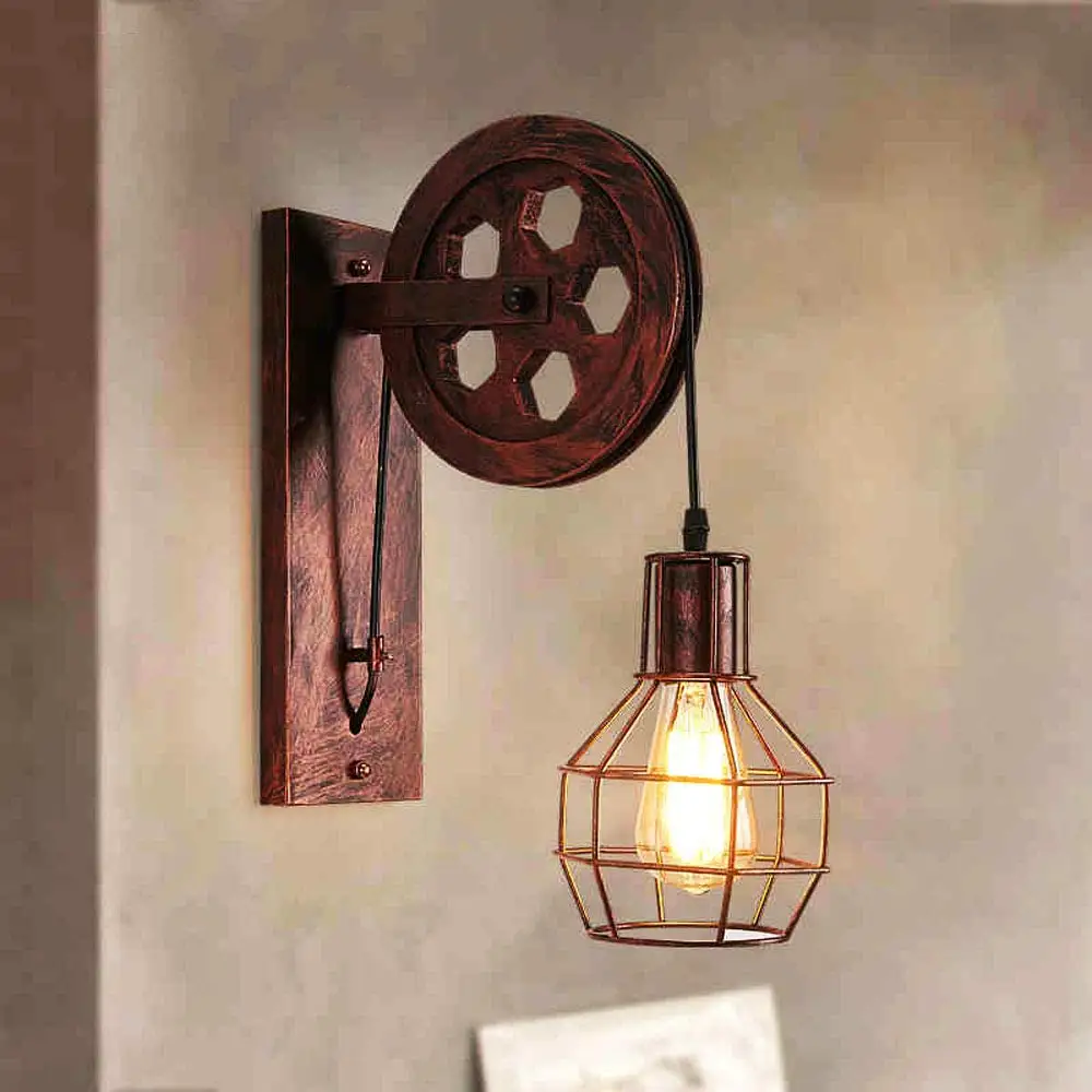 

CE retro Loft light Pendant Suspension Light lifting pulley wall lamp restaurant aisle pub cafe light bra sconce Lantern fixture