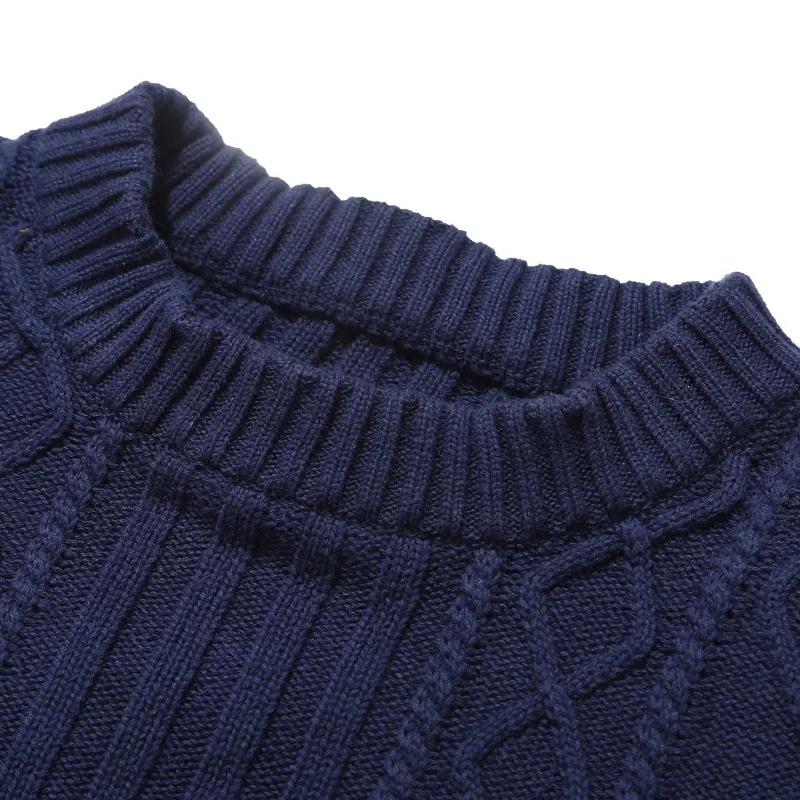 Синий и белый мужской пуловер, свитер с круглым вырезом, Повседневная ...