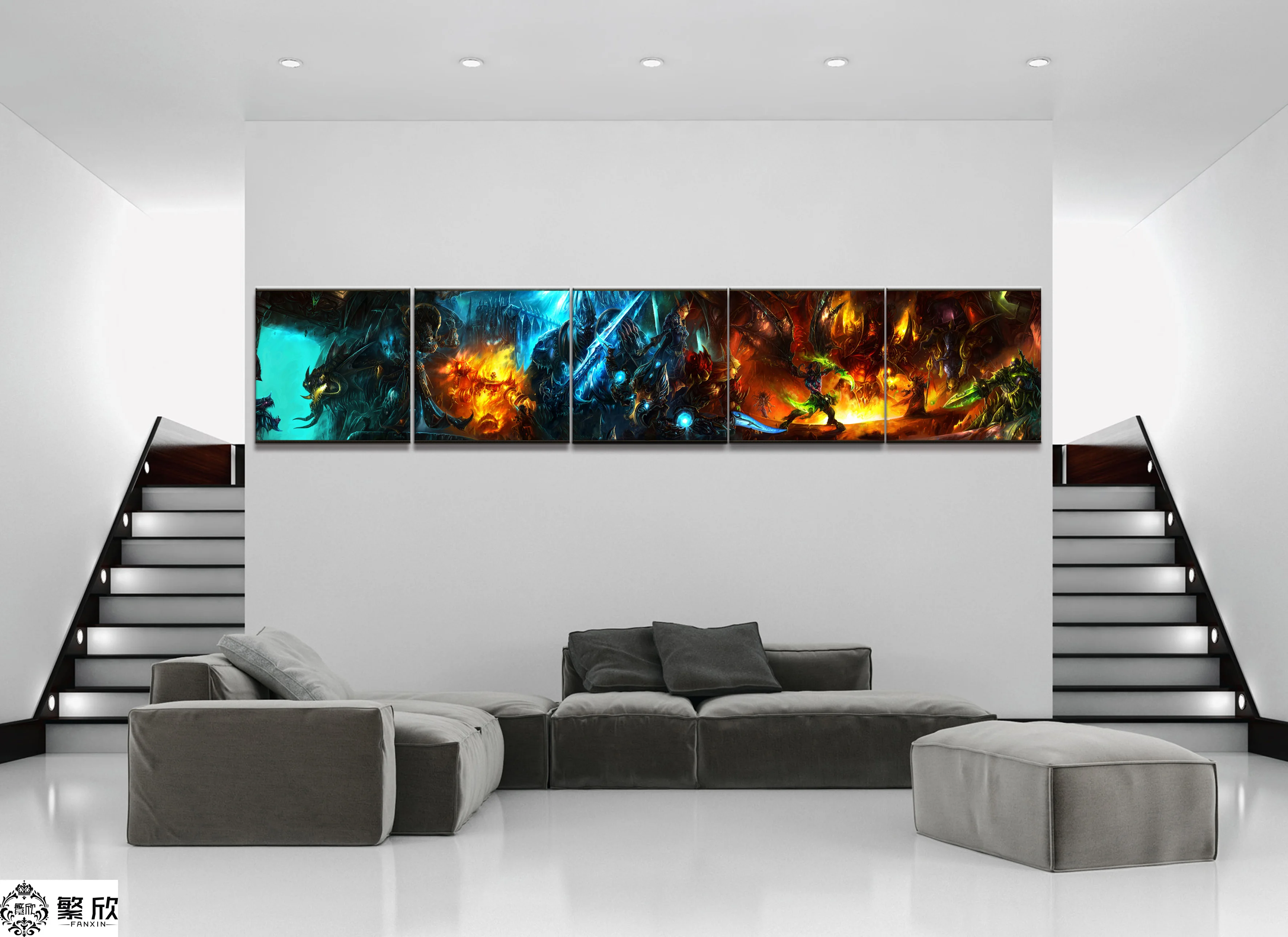 5 Piece Video Game WOW Warcraft DOTA 2 Painting Poster Decorative Mural Art Room Wall Decor Canvas