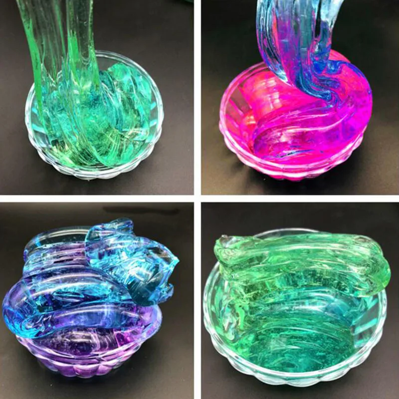 

DIY Color-block Gradient Crystal Mud Multicolor Slimes Toys For Children Kids With Colored Foam Balls Clear Fluffy Claying