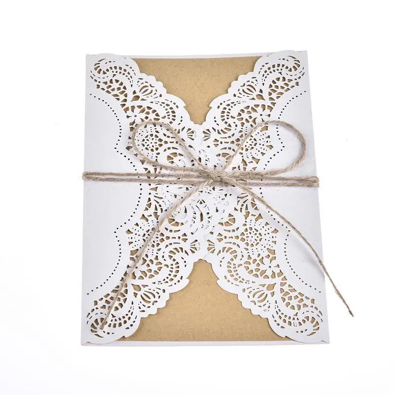  10pcs Hollow Laser Cut Wedding Invitations Card Personalized Custom With Free Envelope Seals With F - 32961309595