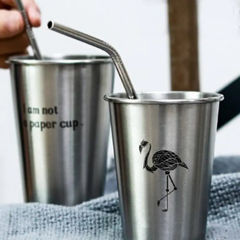

500ML Anti Drop Nordic Style 304 Stainless Steel Cup Coffee Cold Drink Cup 2PCS / Set Julep Cup Beer Cup Drinkware p25