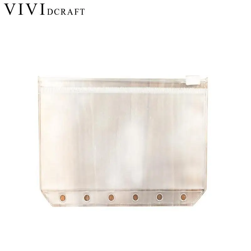 

Vividcraft Transparent PVC Clip File Zipper Bag 6 Holes Pocker A5 A6 A7 Collection File Bag Plastic Pouches Cards Holder Case