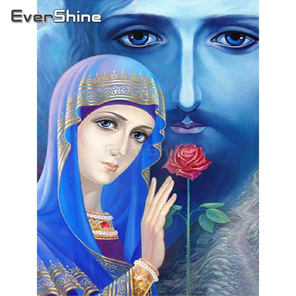 EverShine Diamond Embroidery Full Display Religion Picture Of Rhinestones Painting Madonna Cross Stitch Mosaic | Дом и сад