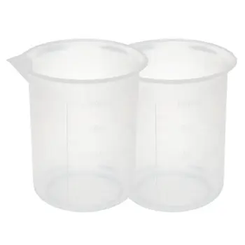 

Kitchen Lab Graduated Beaker Clear Plastic Measuring Cup Thicken with Cap Measuring Jug 200mL 2pcs