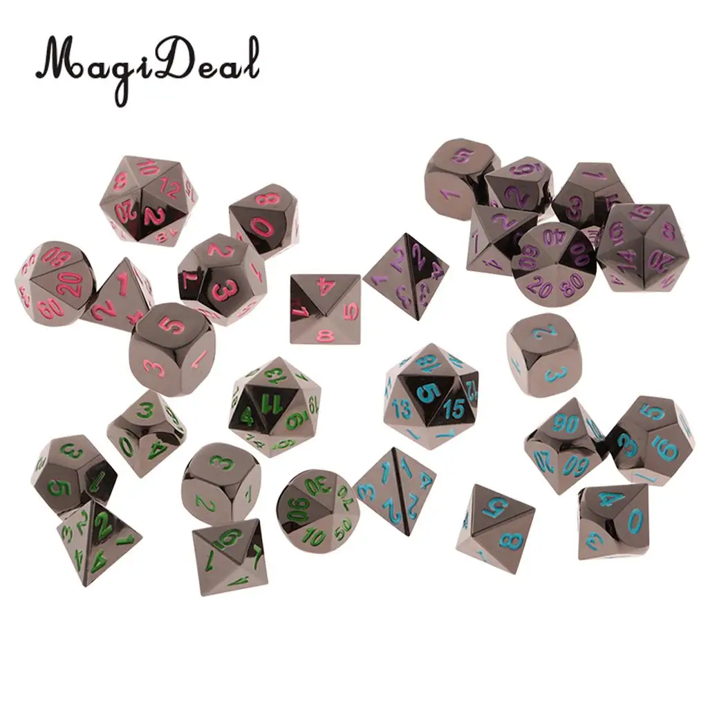 

MagiDeal 28Piece/Set 15mm D4-D20 Polyhedral Dice for DND D&D RPG Player Toy